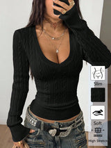 Twist Knit V-Neck Sweater
