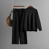 Thick Mock Neck Knit Set with Pockets