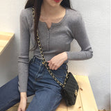 Stretch Ribbed V Neck Knit Top