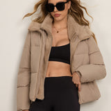 Hooded Layered Look Padded Puffer Jacket