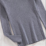 Vertical Rib Loose Crew Neck Knit Top