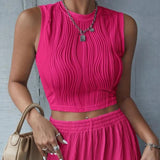 Sleeveless round neck slim-fitting women's small vest