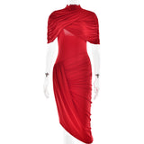 Pleated Maxi Dress with Shawl