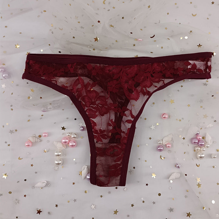 The Floral Tease | Women's Floral Lace Low-Rise Thong Panties