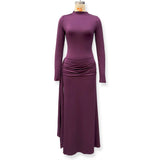 Turtleneck Pleated Bodycon Maxi Dress