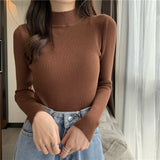 Stretch Mock Neck Knit Top 19 Colours