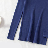 Vertical Rib Loose Crew Neck Knit Top