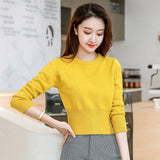 Knitted short top bottoming shirt autumn and winter 2021 new slim-fitting long-sleeved round neck with high-waisted sweater women's wholesale