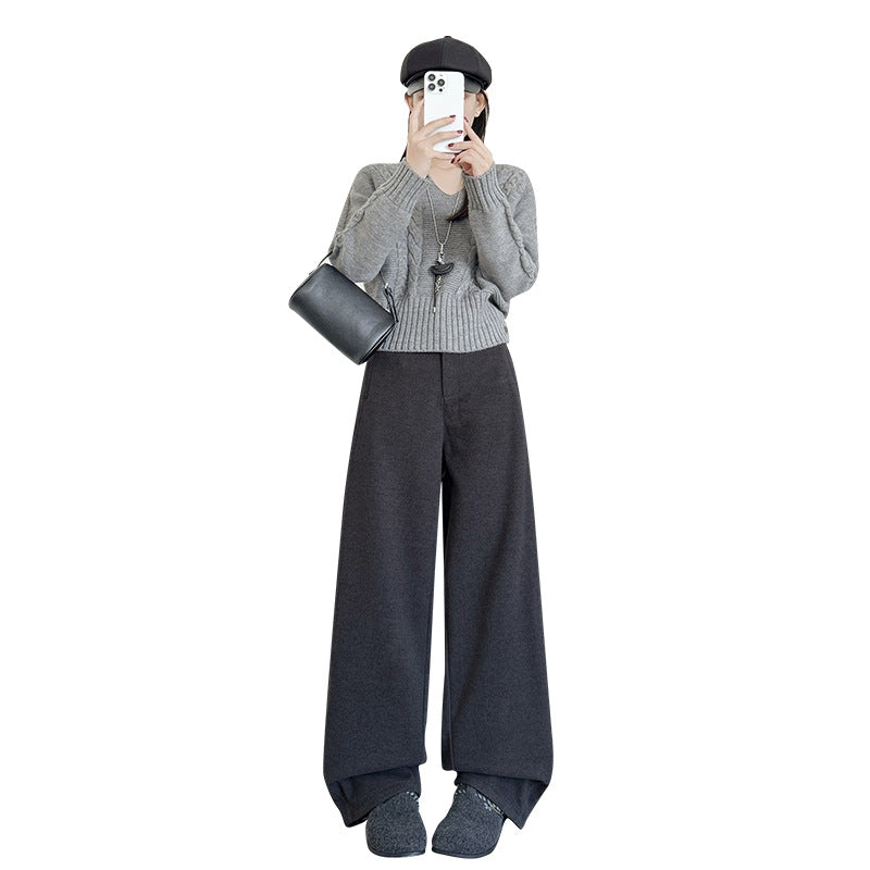 Twill High Waist Suit Trousers