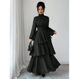 Ruffle Tier Long Sleeve Maxi Dress