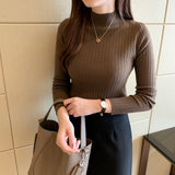 Semi-turtleneck bottoming shirt with autumn and winter slim-fit sweater women's long-sleeved knitted sweater top Dalang source factory wholesale
