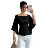 Off Shoulder Milk Silk Flare Top