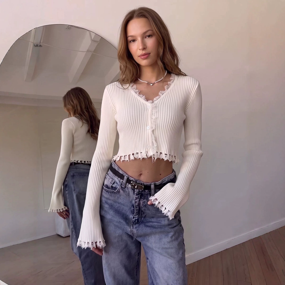 Raw Edge Knit Cardigan
