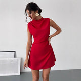 Satin Sleeveless A-Line Mini Dress