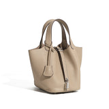 Leather Basket Bucket Bag