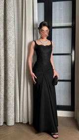 Lace Panel Square Neck Gown