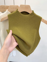 Mock Neck Sleeveless Knit Vest Top