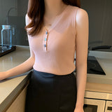 Suspender women's summer inner small vest bottoming shirt knitted sweater slim v-neck sexy sleeveless short top outside