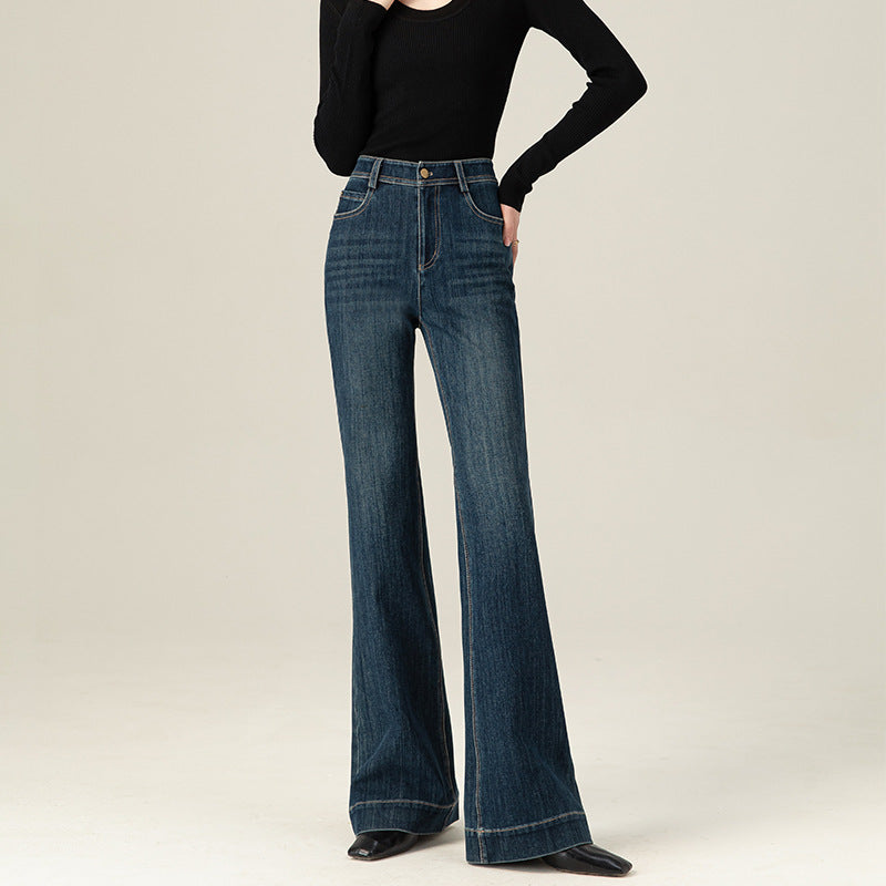 Tencel American-style horn jeans women's 2025 retro elastic