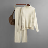 Ribbed Mock Neck Lace Up Knit Set