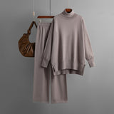Turtleneck Side Slit Knit Two Piece Set