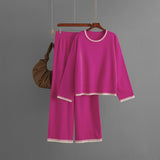 Contrast Trim Mercerised Cotton Knit Set