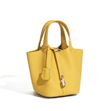 Leather Basket Bucket Bag