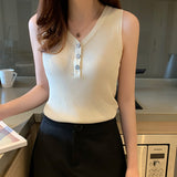 Suspender women's summer inner small vest bottoming shirt knitted sweater slim v-neck sexy sleeveless short top outside