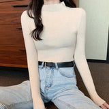Stretch Mock Neck Knit Top 19 Colours
