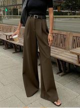 Twill Wide Leg Commuter Trousers