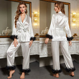 Organza Lace Satin Pajama Set