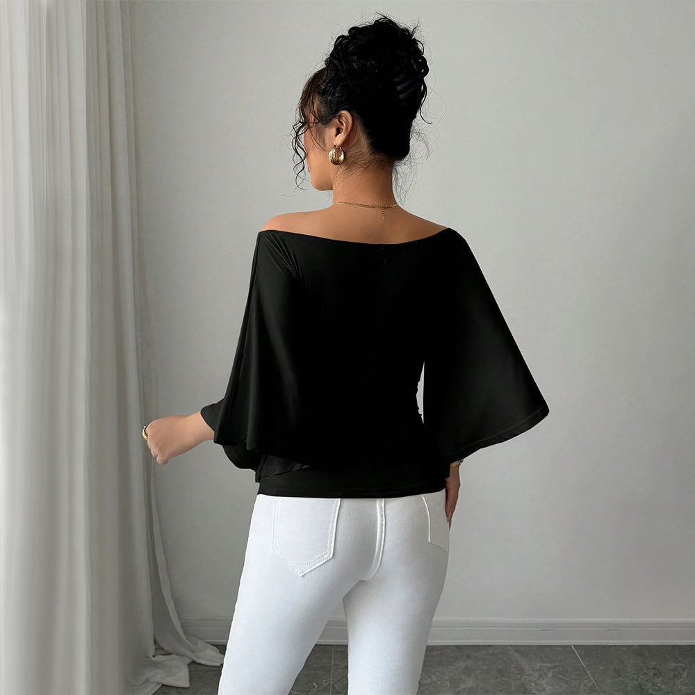 Off Shoulder Milk Silk Flare Top