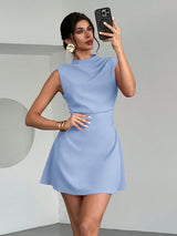 Satin Sleeveless A-Line Mini Dress