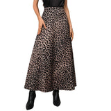 Leopard Print A-Line Midi Skirt