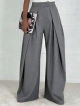 Pinch Pleat Wide Leg Suit Trousers