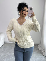 Lace Trim Mink Fleece Sweater