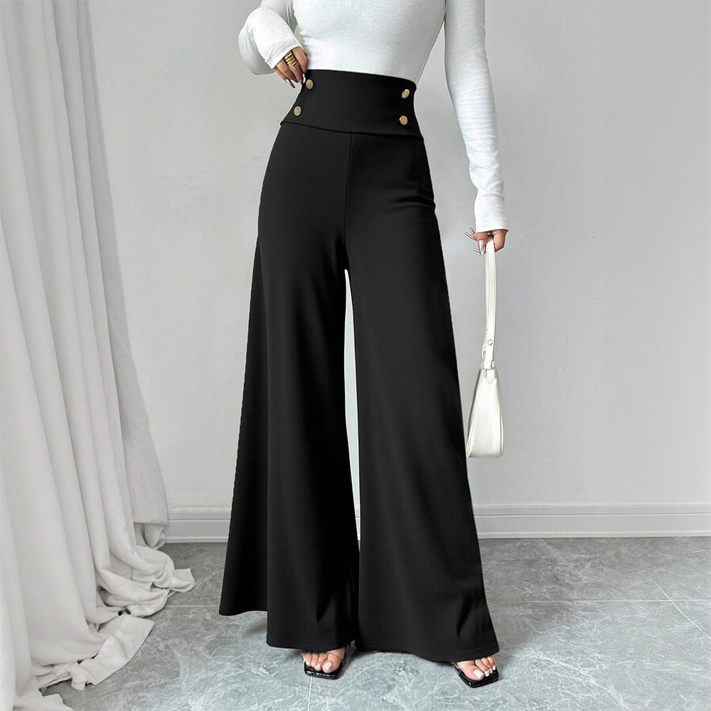 Metal Button Floor Length Trousers