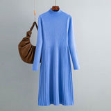 Mock Neck Thick Knit Midi Dress