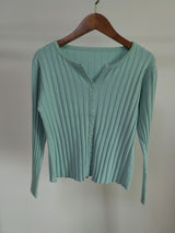 Thick Rib Crew Neck Knit Cardigan