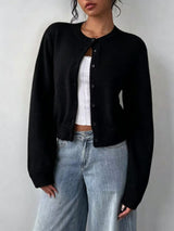 Crew Neck Knit Cardigan