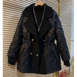 Plus Size Drawstring Waist Padded Coat