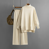 Turtleneck Side Slit Knit Two Piece Set