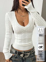 Twist Knit V-Neck Sweater