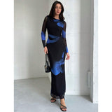 Printed Mesh Lined Maxi Dress