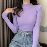Stretch Mock Neck Knit Top 19 Colours