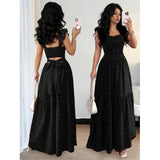 Square Neck Polka Dot Maxi Dress