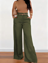 Twill Wide Leg Suit Trousers