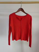 Thick Rib Crew Neck Knit Cardigan