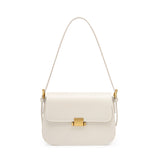 Lock Front Leather Shoulder Bag