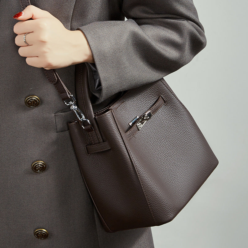 Leather Bucket Shoulder Bag